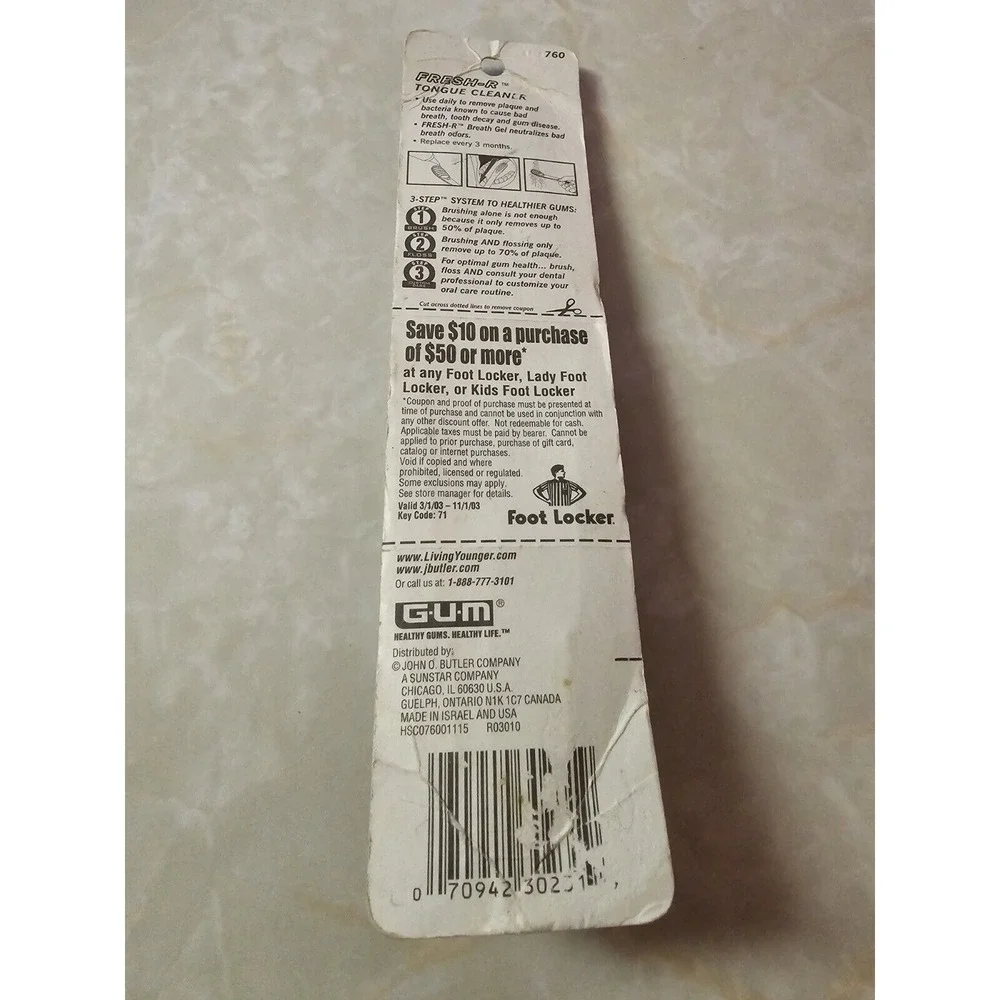 (1) Butler GUM Tounge Cleaner with‎ Fresh-R Breath Gel NOS seaed